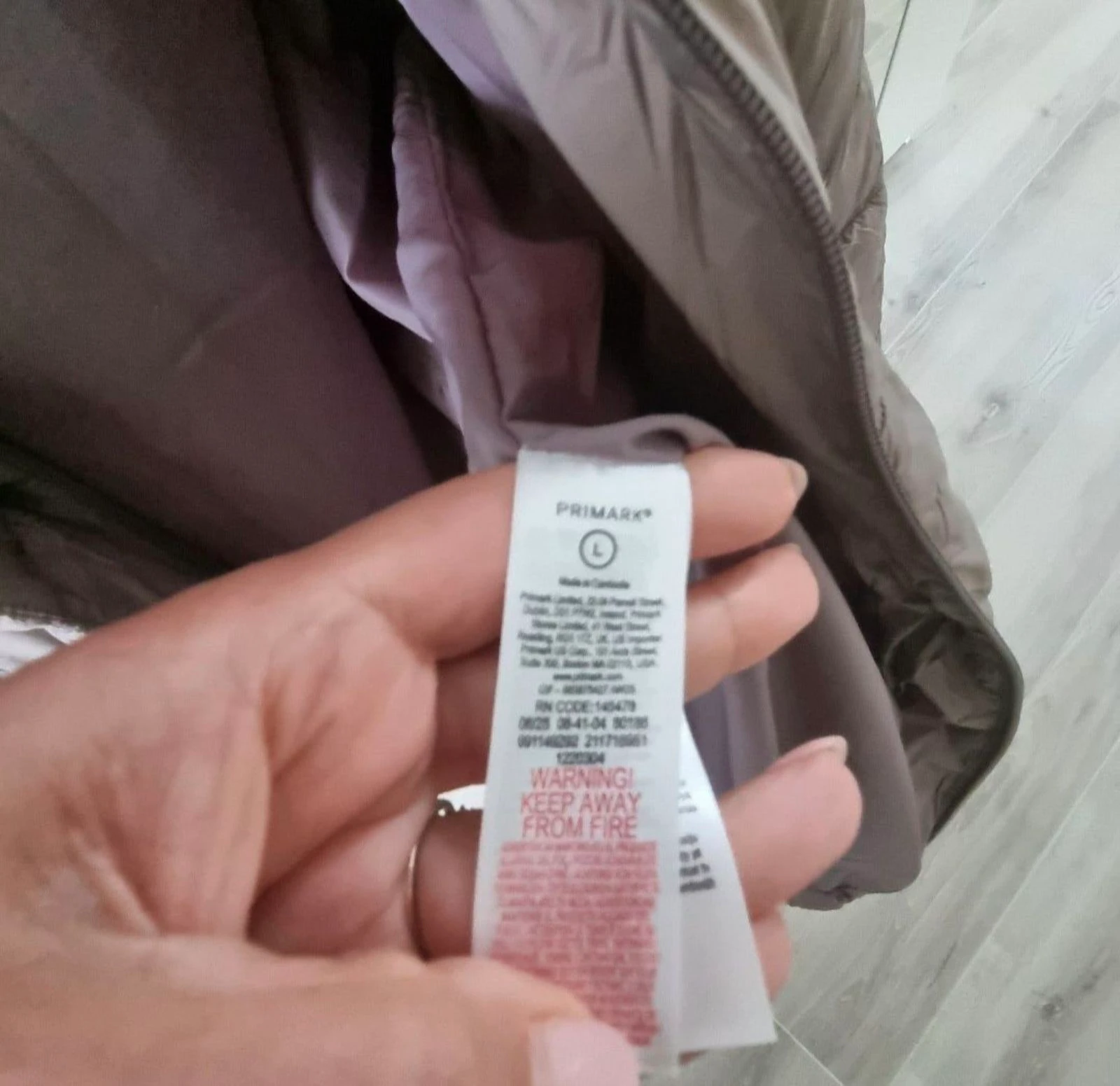 Primark puffer jacket hood taupe purple L - New! – photo 12